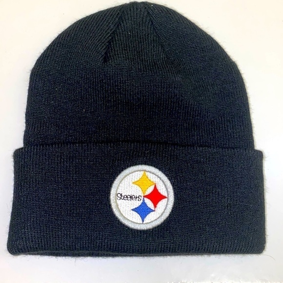Official NFL black acrylic Pittsburgh Steelers beanie/hat.EUC. OS. Unisex. - Picture 1 of 4